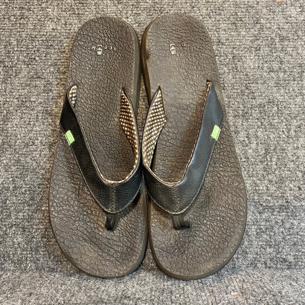 Sanuk Womens 10 Black Thong Yoga Mat Comfort Sandals Beach Summer Flip Flops